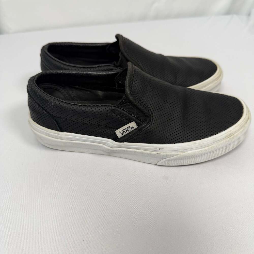 Vans Perforated Leather Slip-On Shoes Black Size 5.0 Women / 3.5 Men - Picture 2 of 5